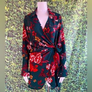 Boohoo Floral Mini Wrap Dress